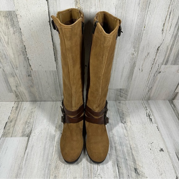 Marc Fisher Noreene Cognac Suede Knee-High Boots with Buckle Detail #819 - Picture 2 of 13